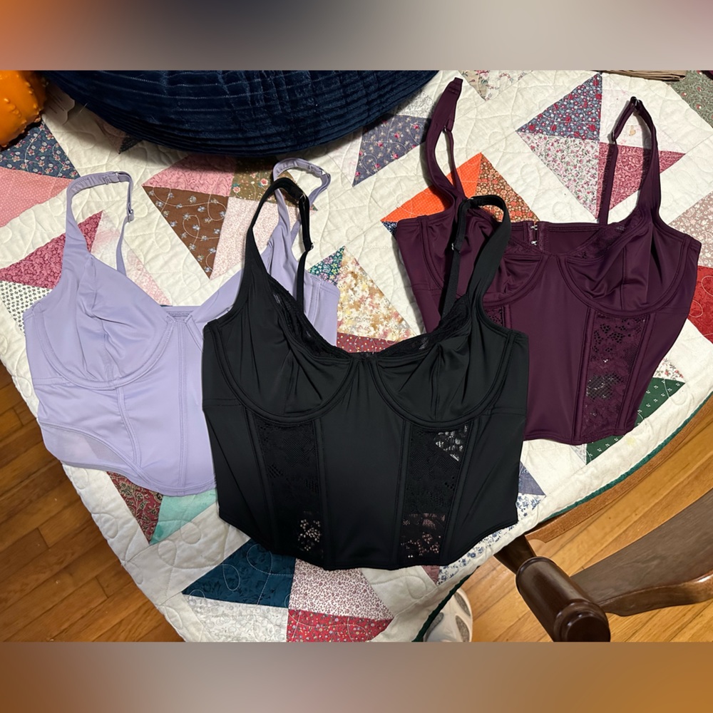 3 Hollister Gilly Hicks bustiers in black/purple medium